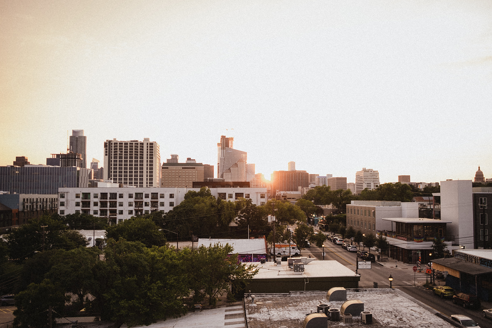 Austin Texas city skyline at sunset