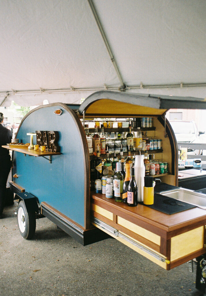 Colorful signature cocktails served at Providence wedding by mobile bar. Photo by Rhode Tripper Photography