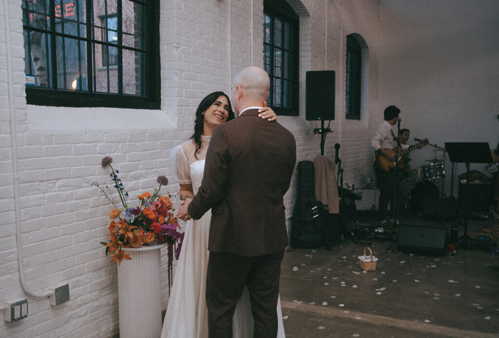 Bride and groom's first dance at spring wedding in Providence. Photo by Rhode Tripper Photography